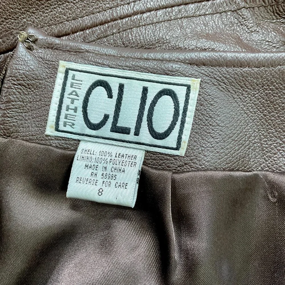 Clio Skirt Leather Midi Chocolate Brown Pencil Y2K (8) - Picture 6 of 8